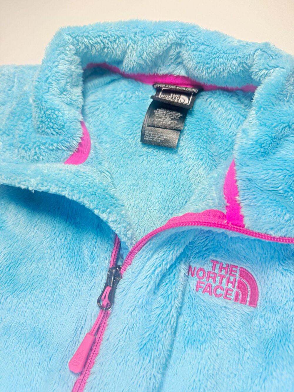 The North Face Women’s XS High Loft Fleece Vest Aqua Blue Pink Full Zip